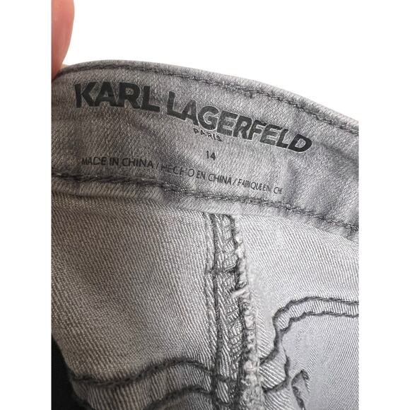 Karl Lagerfeld Gray High Rise Straight Leg Denim Jeans Size 14 - Picture 9 of 10